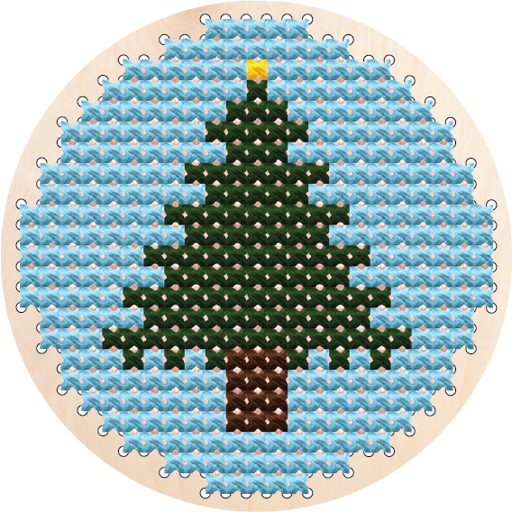 ხეზე ქარგვა_ნაძვის ხე და ირმის ნახტომი